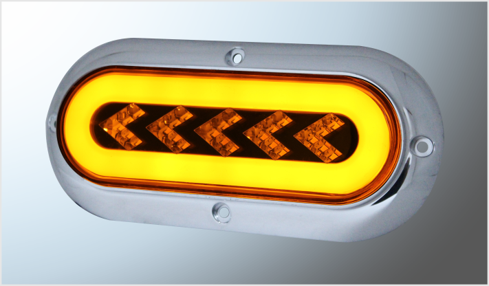 PLAFON OVALADO P/ATORNILLAR 7" "Mr. TRUCK" 25 LEDS + GEL AMBAR 12-24 Volts ALTA- BAJA-ESTROBO- SECUENCIA EN BLISTER CHINA/50