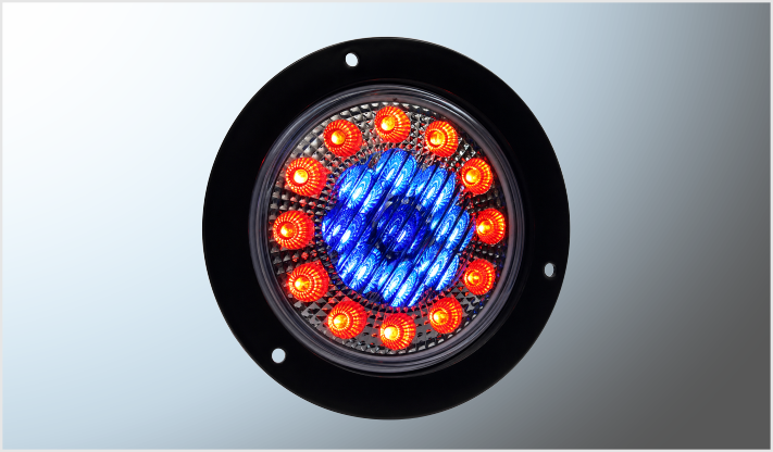 PLAFON P/ATORNILLAR REDONDO "MR. TRUCK" 4" 21 LEDS ROJO-AZUL NEGRO 12 V CHINA /40