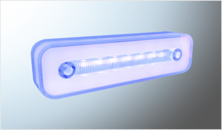 PLAFON P/ATOR. 4" RECT. PLANO "MR. TRUCK" 6 LEDS+PLASMA AZUL ICE FIJO-ESTROBO 12-24 Volts CHINA/100