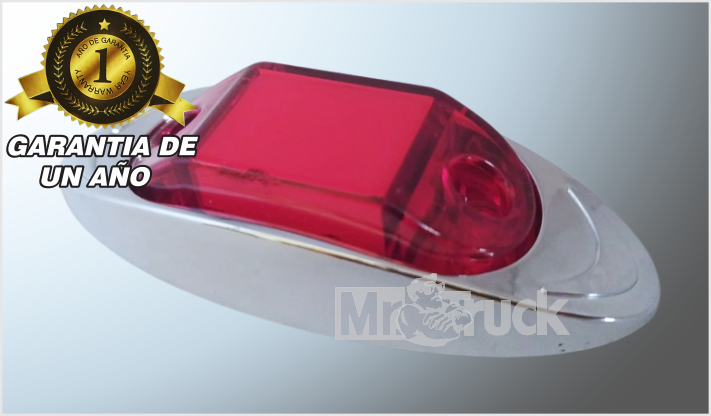 PLAFON MINI-OVALADO 4" "MR. TRUCK" PLASTICO CROMADO GEL ROJO FIJO Y ESTROBO 12 Volts CHINA/100