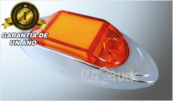 PLAFON MINI-OVALADO 4" "MR. TRUCK" PLASTICO CROMADO GEL AMBAR FIJO Y ESTROBO 12 Volts CHINA/100