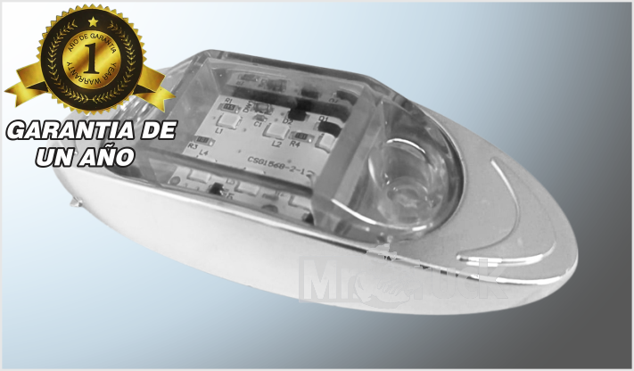 PLAFON MINI-OVALADO 4" "MR. TRUCK" PLASTICO CROMADO 6 LED CLAROS 12 Volts CHINA /100