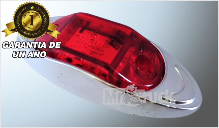 PLAFON MINI-OVALADO 4" "MR. TRUCK" PLASTICO CROMADO 6 LEDS ROJOS 12 Volts CHINA /100