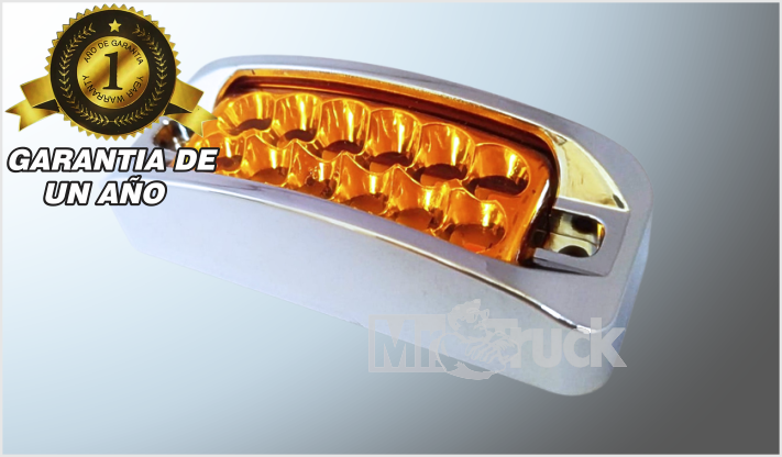 PLAFON P/ATORNILLAR RECTANGULAR 3.5" "Mr. CROMADO 12 LEDS AMBAR 12-24 Volts C/BICEL CHINA/100