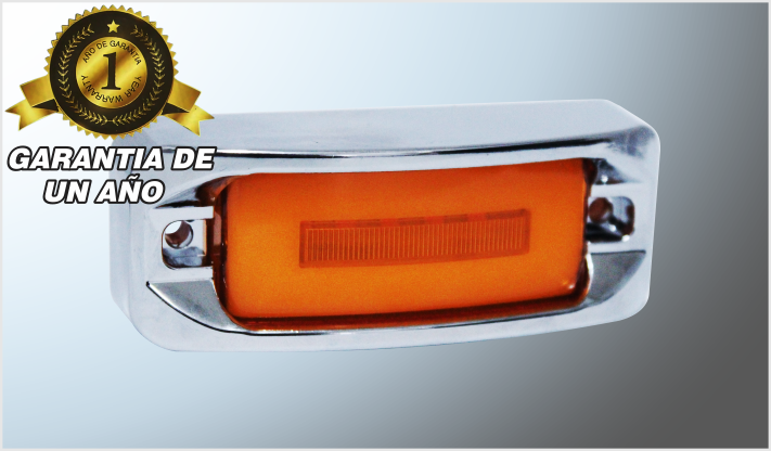 PLAFON P/ATORNILLAR REC. 3.5" "Mr. TRUCK" 5 LEDS AMBAR + GEL 12-24 Volts FIJO-ESTROBO C/BICEL CROM/100