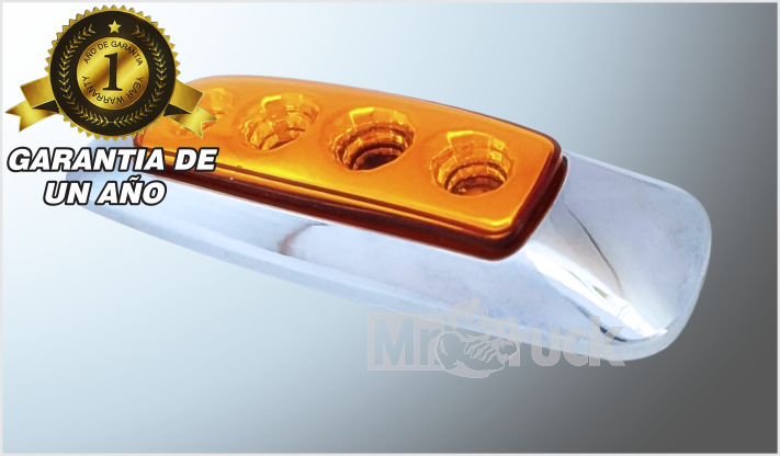 PLAFON P/ATORNILLAR 11.8x3.8 cms "MR. TRUCK" CROM. 4 LEDS AMBAR FIJO-ESTROBO 12- 24 Volts/100