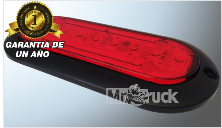 PLAFON P/ATORNILLAR OVALADO 7.5" PLANO "MR. TRUCK" NEGRO 21 LEDS ROJOS ALTA-BAJA- ESTROBO 12 Volt/100