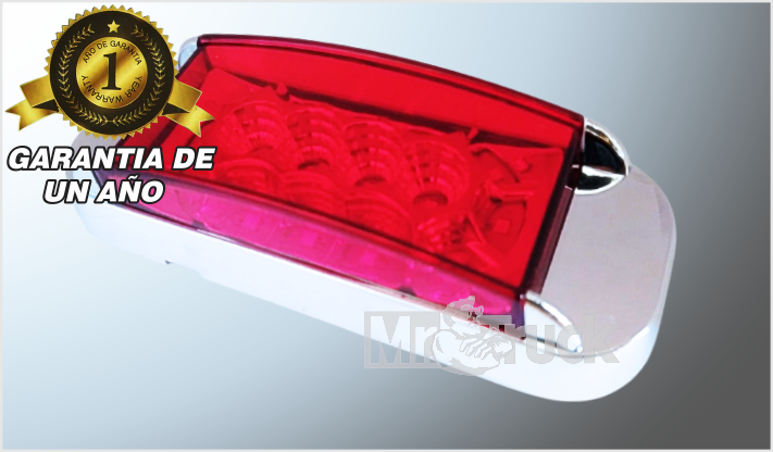 PLAFON RECTANGULAR LATERAL 6" "Mr. TRUCK" CROMADO 16 LEDS ROJOS C/ESTROBO 12-24 Volts CHI/100