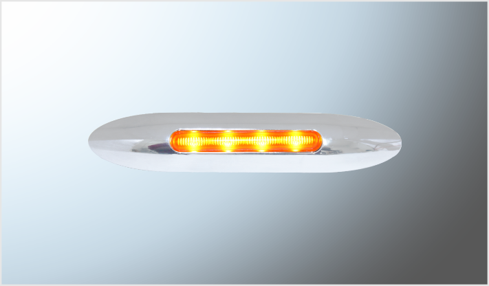 PLAFON P/ATORNILLAR OVALADO (13x2.5 cms) CROMADO 4 LEDS AMBAR 12-24 Volts CHINA/100