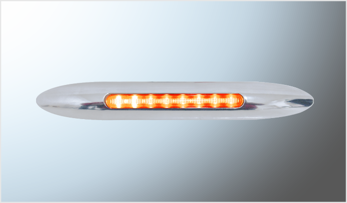 PLAFON P/ATORNILLAR OVALADO (18x2.5 cms) CROMADO 8 LEDS AMBAR 12-24 Volts CHINA/100