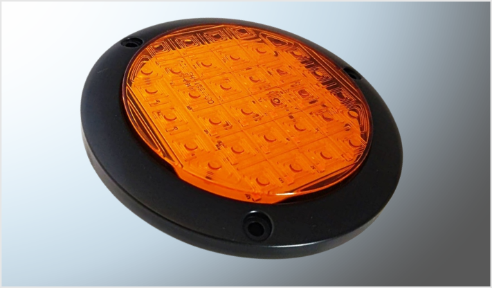 PLAFON P/ATORNILLAR REDONDO 4" PLANO "MR. TRUCK" NEGRO 30 LEDS AMBAR C/ESTROBO 12-24 Volts EN BOLSA CHINA/100
