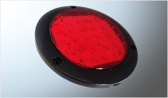 PLAFON P/ATORNILLAR REDONDO 4" PLANO "MR. TRUCK" NEGRO 30 LEDS ROJOS C/ESTROBO 12-24 Volts EN BOLSA CHINA/100