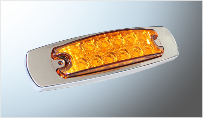 PLAFON P/ATOR. 6.3" OVALADO "MR. TRUCK" PLASTICO CROM. 12 LEDS AMBAR FIJO- ESTROBO 12-24 Volts T/PETERBILT EN BOLSA CHINA /100