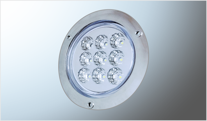 PLAFON P/ATORNILLAR REDONDO 4" "Mr. TRUCK" 9 LEDS CLAROS 12V C/ESTROBO Y SUBE BAJA CHINA/40