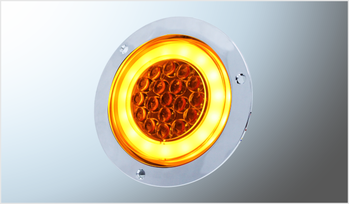 PLAFON RED. P/ATORNILLAR 4" 18 LEDS AMBAR C/LUPA CROMADO C/RIN PLASMA 12-24 Volts LUZ CONICA Y DE ALTA INTENSIDAD EN BLISTER CHINA /50
