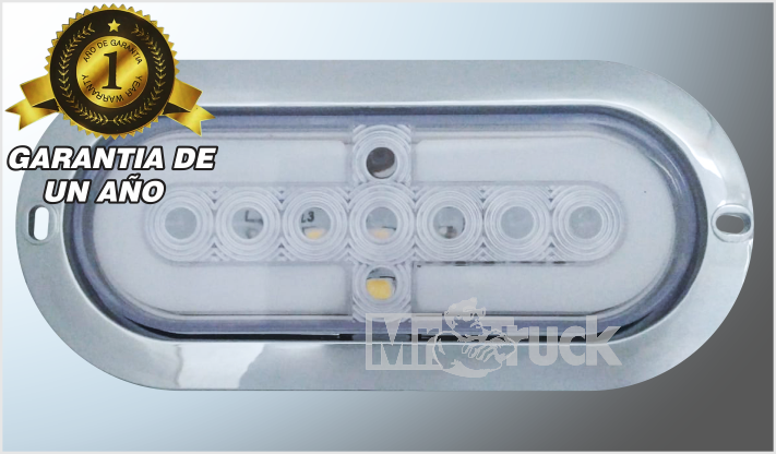 PLAFON P/ATORNILLAR OVAL. 6.3" "Mr. TRUCK" PLAST. CROM. 9 LEDS CLAROS PLASMA 12V ESTROBO-ALTA-BAJA40