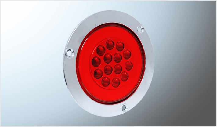 PLAFON REDONDO P/ATORNILLAR 4" 14 LEDS ROJO CROMADO C/RING PLASMA 12-24 Volts EN BLISTER CHINA /100
