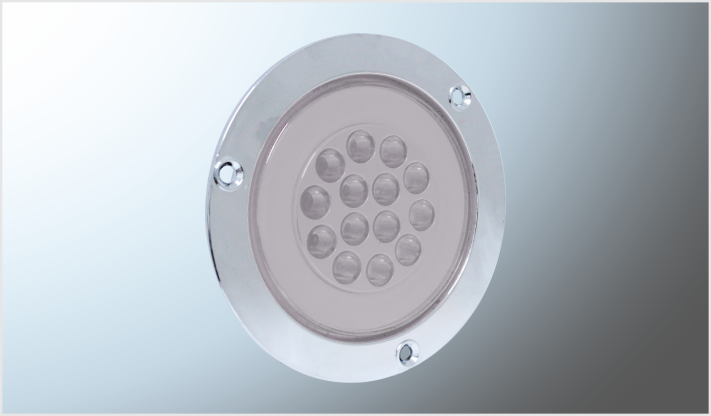 PLAFON REDONDO P/ATORNILLAR 4" 14 LEDS CLARO CROMADO C/RING PLASMA 12-24 Volts EN BLISTER CHINA /100