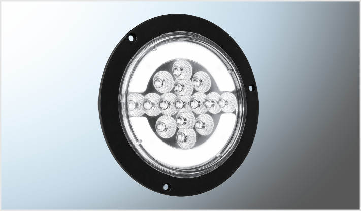 PLAFON P/ATORNILLAR 4" "Mr. TRUCK" NEGRO LEDS CLAROS ESTROBO PLASMA FIJO 12-24 Volts CHI/100
