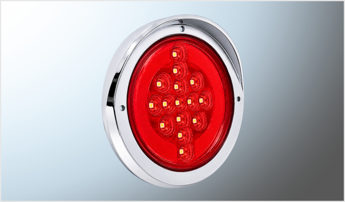 PLAFON P/ATOR. RED. 4" TRUCK" CROM. VISERA 15 LEDS ROJOS+PLASMA 12-24V FIJO-ESTRO-ALTA- BAJA/100