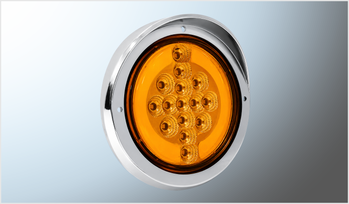 PLAFON P/ATORNILLAR 4" "Mr. TRUCK" CROM. C/VISERA 15 LEDS AMBAR PLASMA FIJO 12- 24V /100