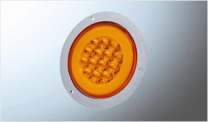 PLAFON P/ATORNILLAR 4" "Mr.TRUCK" 14 LEDS AMBAR + ARO PLASMA ALTA-BAJA- ESTROBO 12-24 Vots CHINAl/40