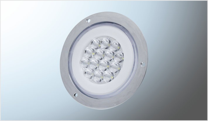 PLAFON P/ATORNILLAR 4" "Mr.TRUCK" 14 LEDS CLARO + ARO PLASMA ALTA-BAJA- ESTROBO 12-24 Vots CHINAl/40