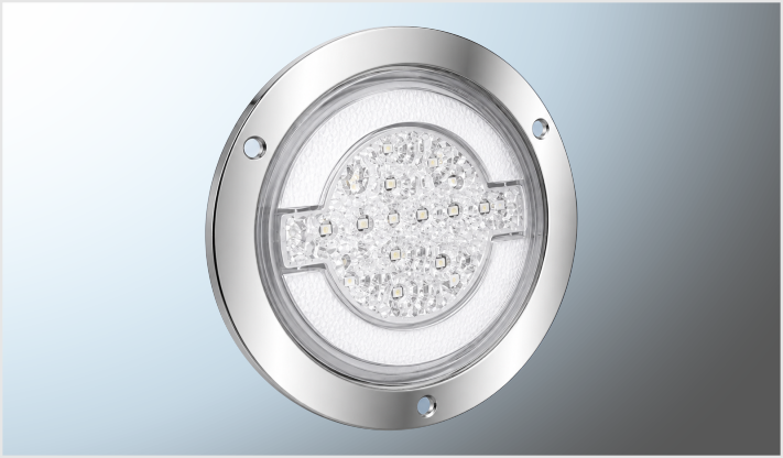 PLAFON P/ATORNILLAR 4" "Mr. TRUCK" PLAST. CROM.15 LEDS CLAROS PLASMA 12V ESTROBO- ALTA-BAJA /40