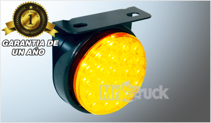 PLAFON P/ATORNILLAR REDONDO 4" "Mr. TRUCK" LEDS AMBAR 12V FIJO Y ESTROBO BASE METAL NEGRA CHI/20