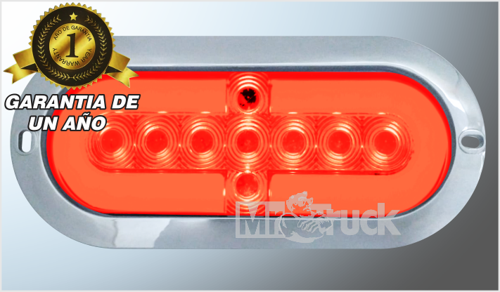 P/ATOR. OVAL. 6.3" TRUCK" CROM. 9 LEDS ROJOS PLASMA 12-24 V ALTA-BAJA-ESTROBO- FUNCIO /40