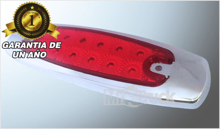 PLAFON P/ATOR. OVAL. 6" "Mr. TRUCK" PLAST. CROM. 12 LEDS ROJOS ALTA-BAJA T/PETERBILT 12V /100