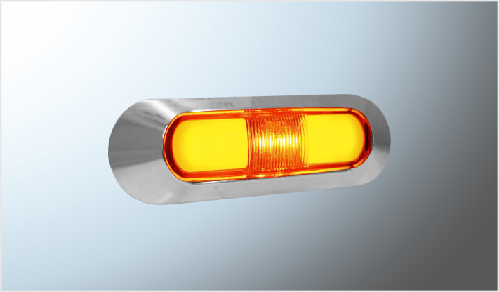P/ATOR. OVALADO "Mr. TRUCK" (9.5x3.3 cms) PLAST. CROMADO 2 LEDS+PLASMA AMBAR 12- 24 V FIJO Y ESTROBO/200