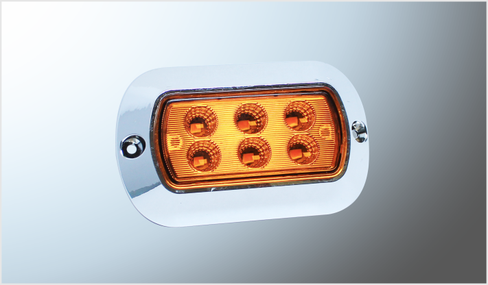 PLAFON P/ATORNILLAR RECT. (10.5x6.3 cms) "Mr. TRUCK" PLAST. CROMADO 6 LEDS AMBAR 12-24 Volts FIJO-ESTROBO EN BOLSA CHINA /100