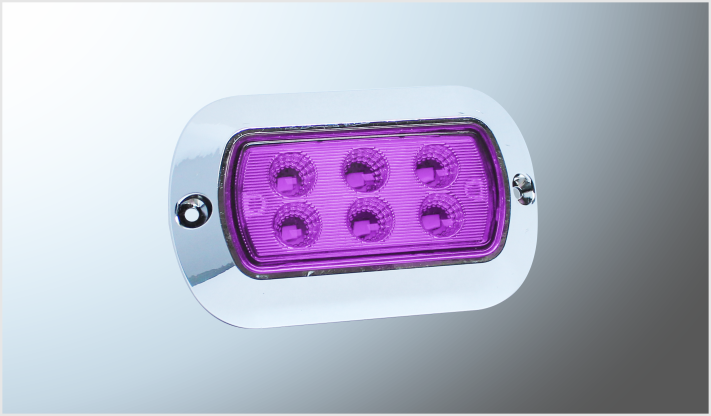 PLAFON P/ATORNILLAR RECT. (10.5x6.3 cms) "Mr. TRUCK" PLAST. CROMADO LEDS MORADO 12-24 Volts FIJO-ESTROBO EN BOLSA CHINA /100