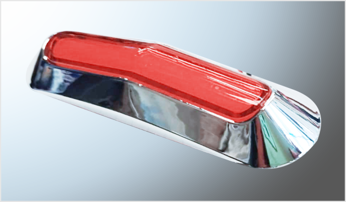 PLAFON OVALADO MINI 6 LEDS PLASMA ROJOS ESTROBO (12 x 3.2 cms) CROMADO 12 Volts BOLSA CHINA /