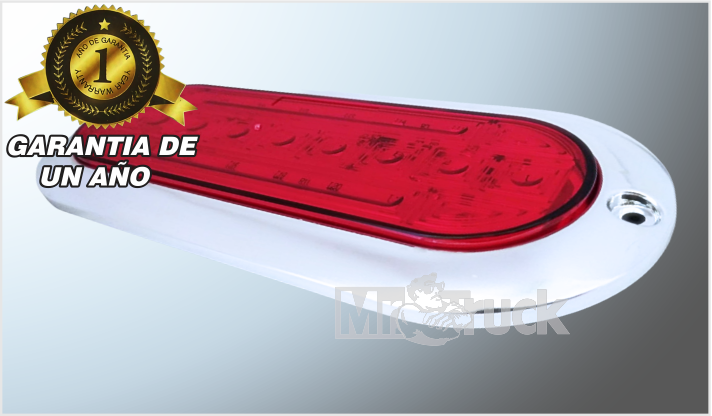 PLAFON ATORNILLAR OVAL. 6.3" PLANO "MR. CROMADO 21 LEDS ROJOS ALTA-BAJA- ESTROBO 12-24 V BOLSA CHINA /100