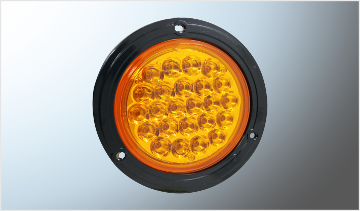 PLAFON P/ATORNILLAR REDONDO 4" "Mr. TRUCK" 24 LEDS AMBAR 12 Volts DOT-SAE PLAST. NEGRO CAJA CHI/10