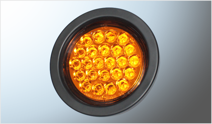 PLAFON EMBUTIR HULE REDONDO 4" "Mr. TRUCK" LEDS AMBAR 12-24 Volts DOT-SAE PLAST. NEGRO CAJA /100