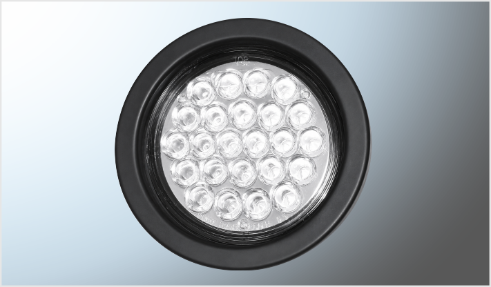 PLAFON EMBUTIR HULE REDONDO 4" "Mr. TRUCK" 24 LEDS CLARO 12-24 Volts DOT-SAE PLAST. NEGRO CAJA /100