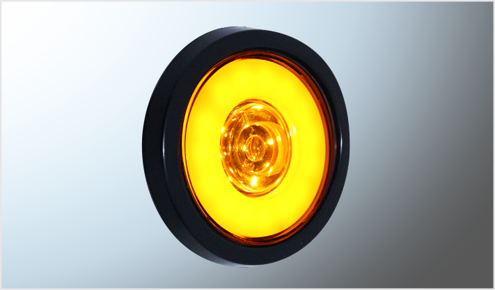 PLAFON P/EMBUTIR REDONDO "MR. TRUCK" 4" GEL AMBAR 25 LEDS 12 Volts FIJO- ESTROBO NEGRO CHINA/60