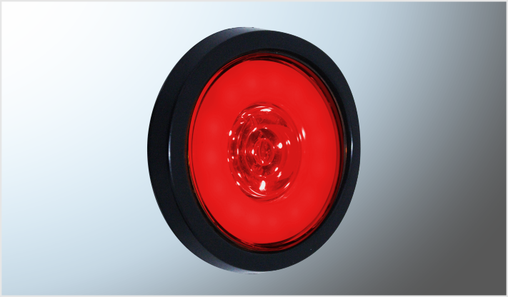 PLAFON P/EMBUTIR REDONDO "MR. TRUCK" 4" ROJO 25 LEDS 12 Volts FIJO- ESTROBO NEGRO CHINA/60