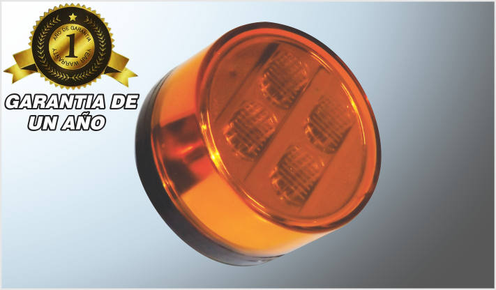 PLAFON LATERAL P/AUTOBUS REDONDO (7 cms) 4 HYPERLEDS (5730) AMBAR 24 Volts CHINA/75