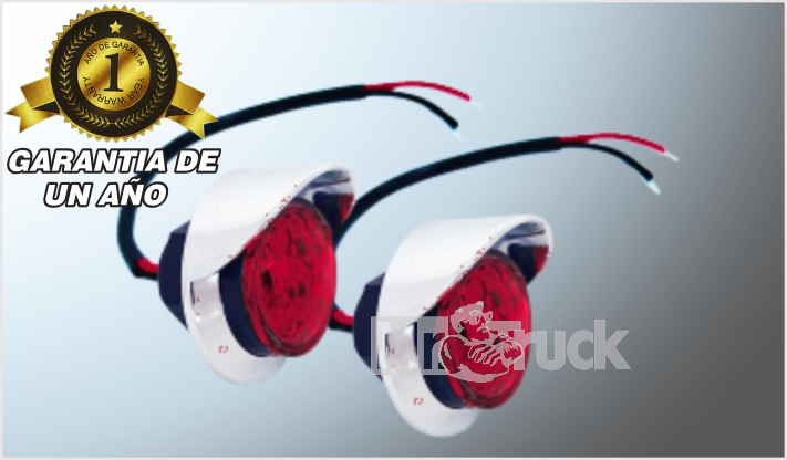 PLAFON REDONDO "Mr. TRUCK" (3 cms) C/VISERA CROMADA 2 LEDS ROJOS FIJO-ESTROBO 12 Volts CHINA/