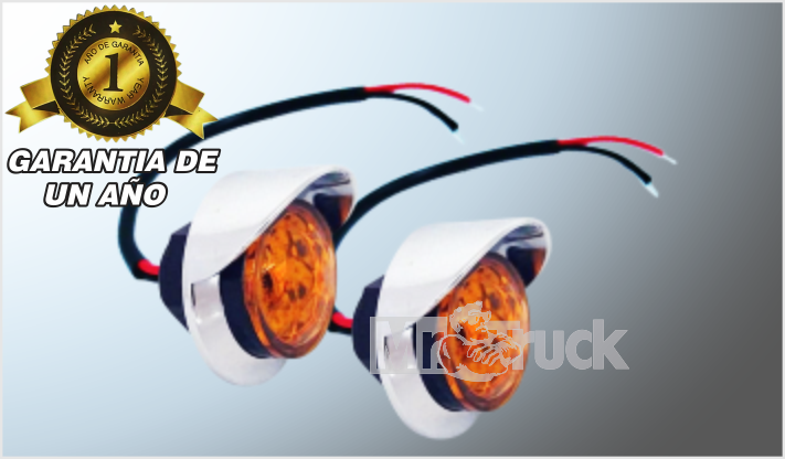 PLAFON REDONDO "Mr. TRUCK" (3 cms) C/VISERA CROMADA 2 LEDS AMBAR FIJO-ESTROBO 12 Volts CHINA
