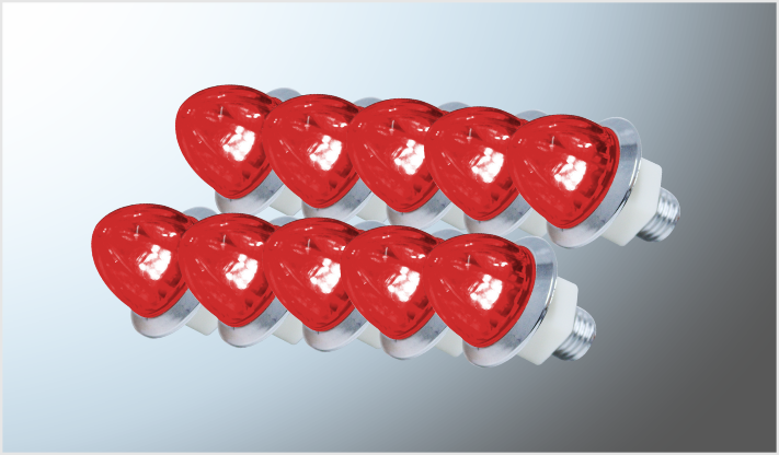 MINI "Mr. TRUCK" 4 LEDS ROJOS (3x2.5 cms) Y ESTROBO 12-24 Volts EN BOLSA CHINA/100