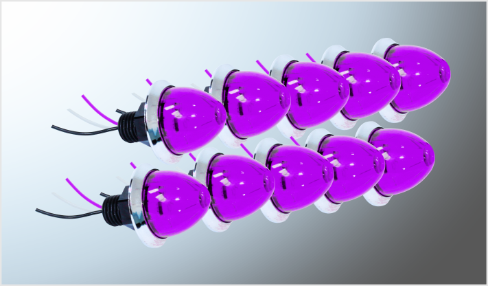 P/ATORNILLAR (3.5 cms) MINI "Mr. TRUCK" MORADO "EFECTO ESTRELLA" FIJO Y ESTROBO 12-24 Volts 10 Piezas) CHINA /20