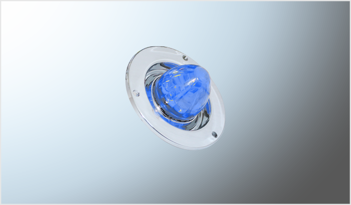 PLAFON P/ATORNILLAR "Mr. TRUCK" AZUL ICE C/BASE CROMADA 2" ESTRELLA" FIJO Y ROTATIVO 12-24 Volts BLISTER CHINA /100