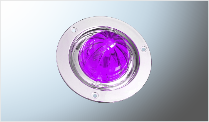 PLAFON P/ATORNILLAR 4" "Mr. TRUCK" MORADO C/BASE CROMADA 4" "EFECTO ESTRELLA" FIJO- 12-24 Volts BLISTER CHINA /100