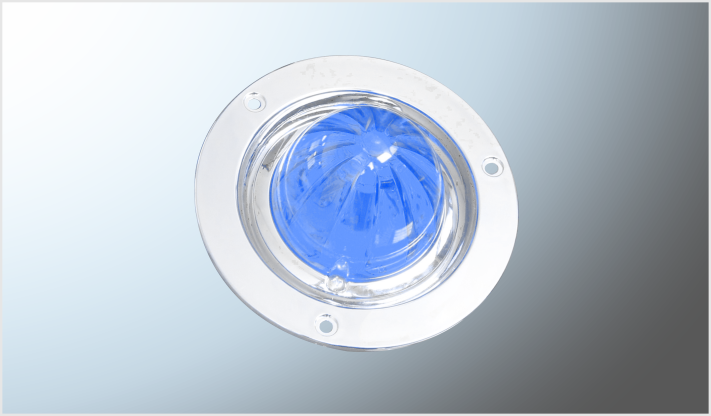PLAFON P/ATORNILLAR 4" "Mr. TRUCK" AZUL ICE C/BASE CROMADA 4" "EFECTO ESTRELLA" FIJO- 12-24 Volts BLISTER CHINA /100