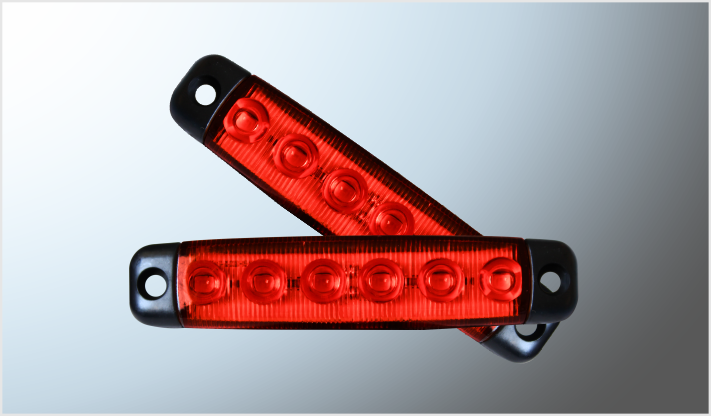 PLAFON OVALADO MINI 6 HYPERLEDS (4006) SUPER INTENSO ROJO (9.5x1.9x.8cms) 12 Volts 2 PZAS CHINA/